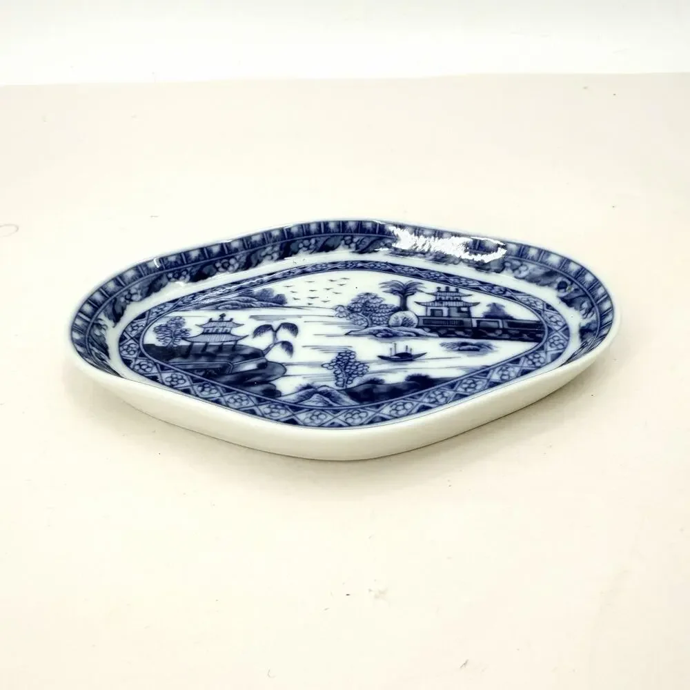 Mottahedeh Vista Alegre Charleston Blue Canton Chinoiserie Relish Dish Plate